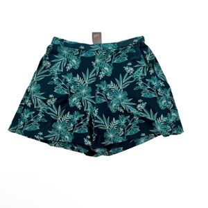 J. Jill Teal and Black Floral Pull On Women Shorts